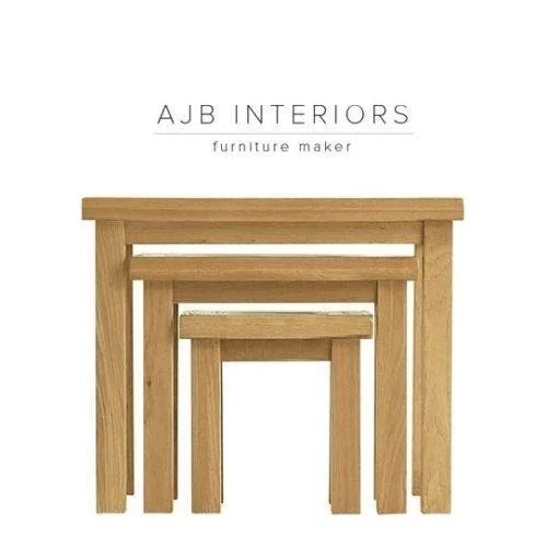 Nest side table-set of 3 in solid oak